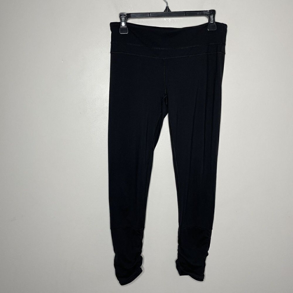 CABI Leggings Womens XS Solid Black Ruched-Ankle Stretch 26" Inseam